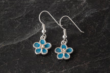 Load image into Gallery viewer, Forget me Not Enamelled Hook Earrings
