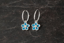 Load image into Gallery viewer, Forget me Not Enamelled Hoop earrings
